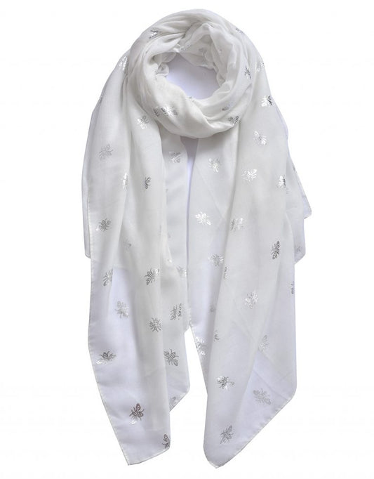 White Copper Foil Bee Scarf