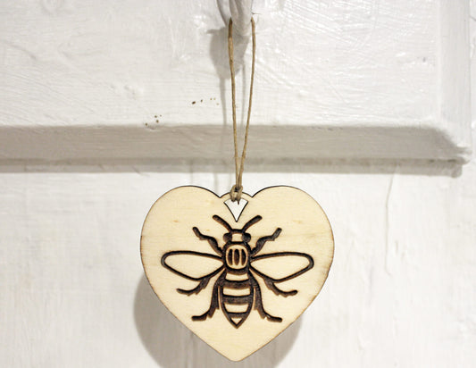 Engraved Heart Wooden Decoration | The Manchester Shop