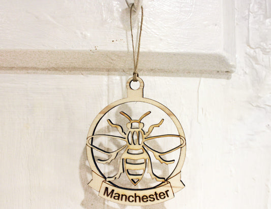 Engraved Manchester Wooden Decoration | The Manchester Shop