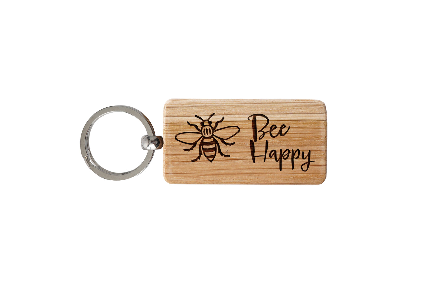Bee Happy Oak Keyring
