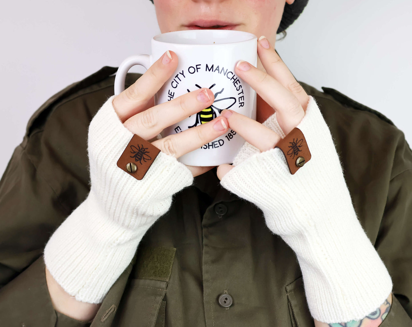 Fingerless White Gloves