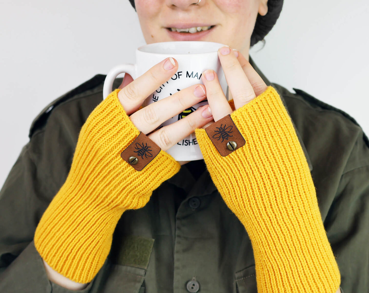 Fingerless Mustard Gloves • The Manchester Shop