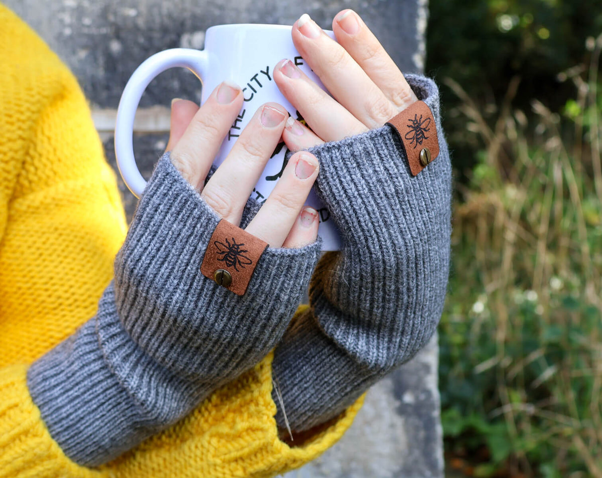 Fingerless Grey Gloves