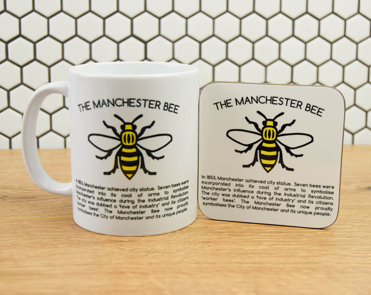 History of the Manchester Bee Mug & Coaster Gift Set (Staff) - The Manchester Shop