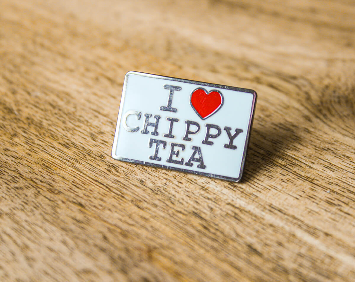 I Heart Chippy Tea Enamel Pin | The Manchester Shop