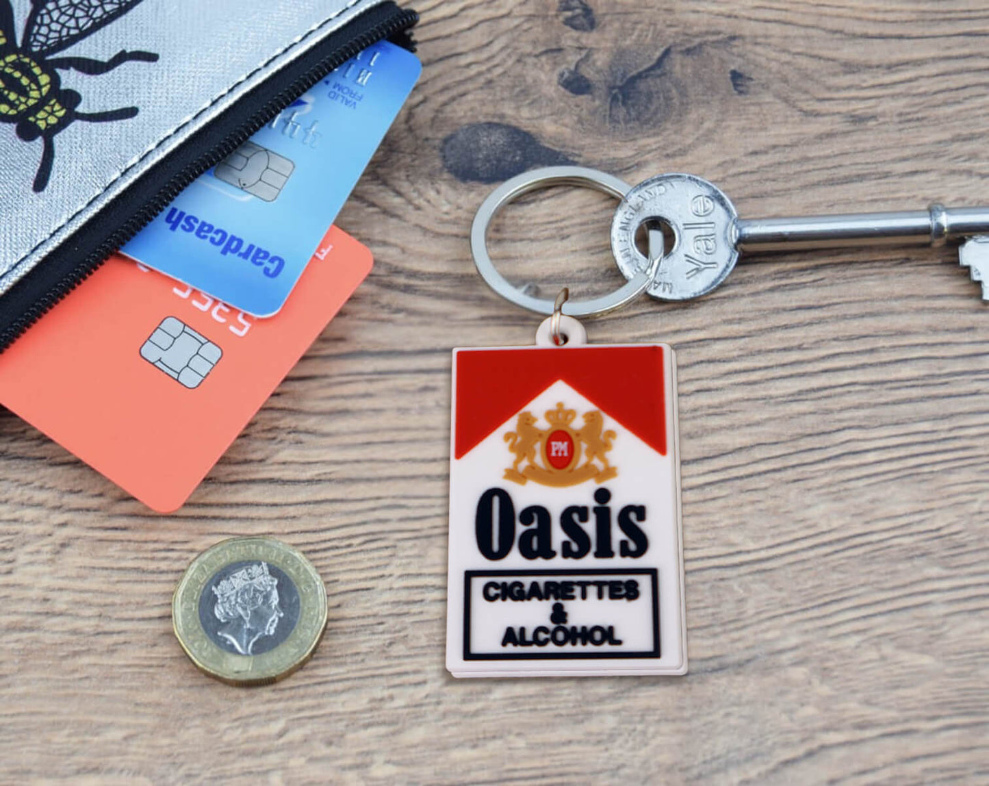 Cigarettes & Alcohol Rubber Keyring • The Manchester Shop