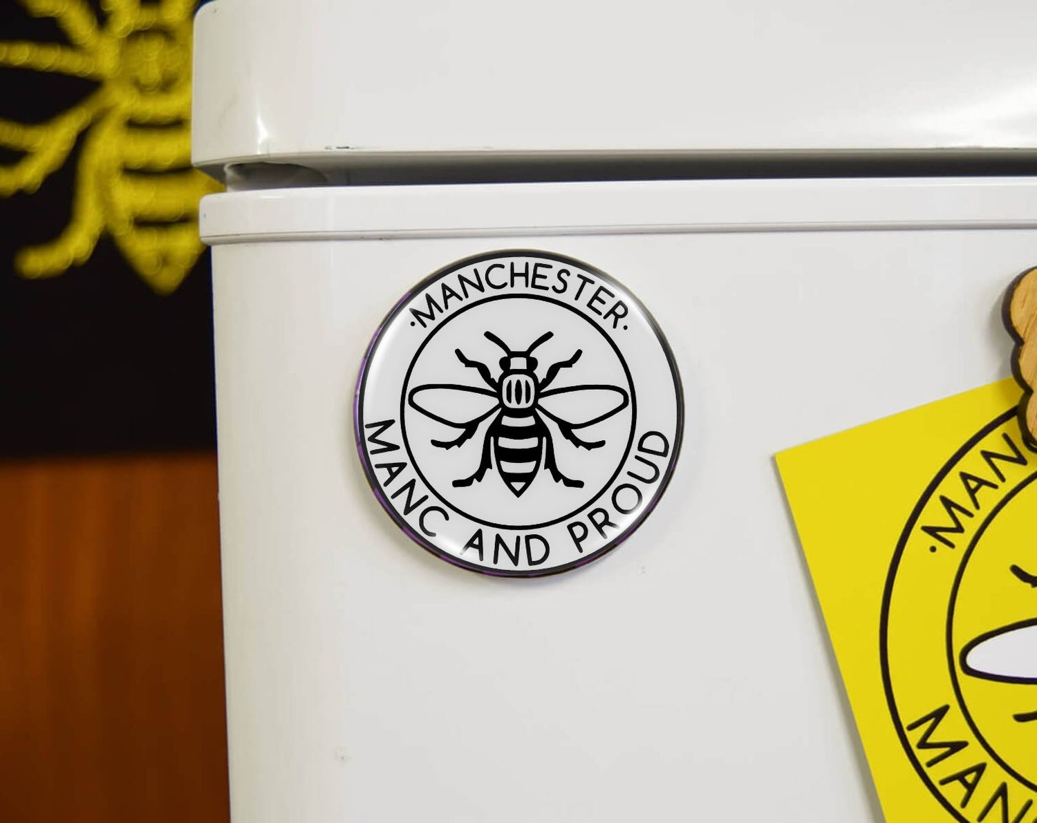 Manc and Proud Yellow Manchester Bee Magnet - The Manchester Shop
