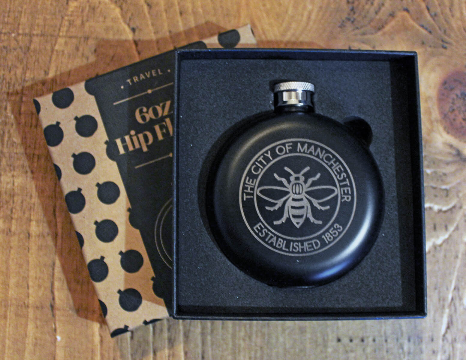 Manchester Established 1853 Stainless Steel Hip Flask | The Manchester Shop