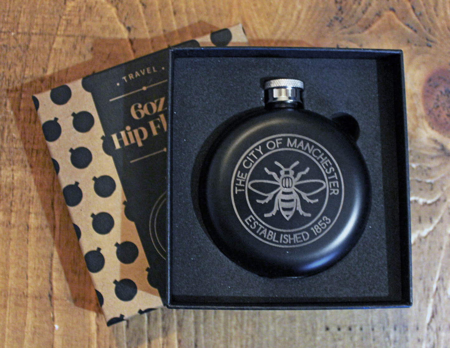 Manchester Established 1853 Stainless Steel Hip Flask | The Manchester Shop