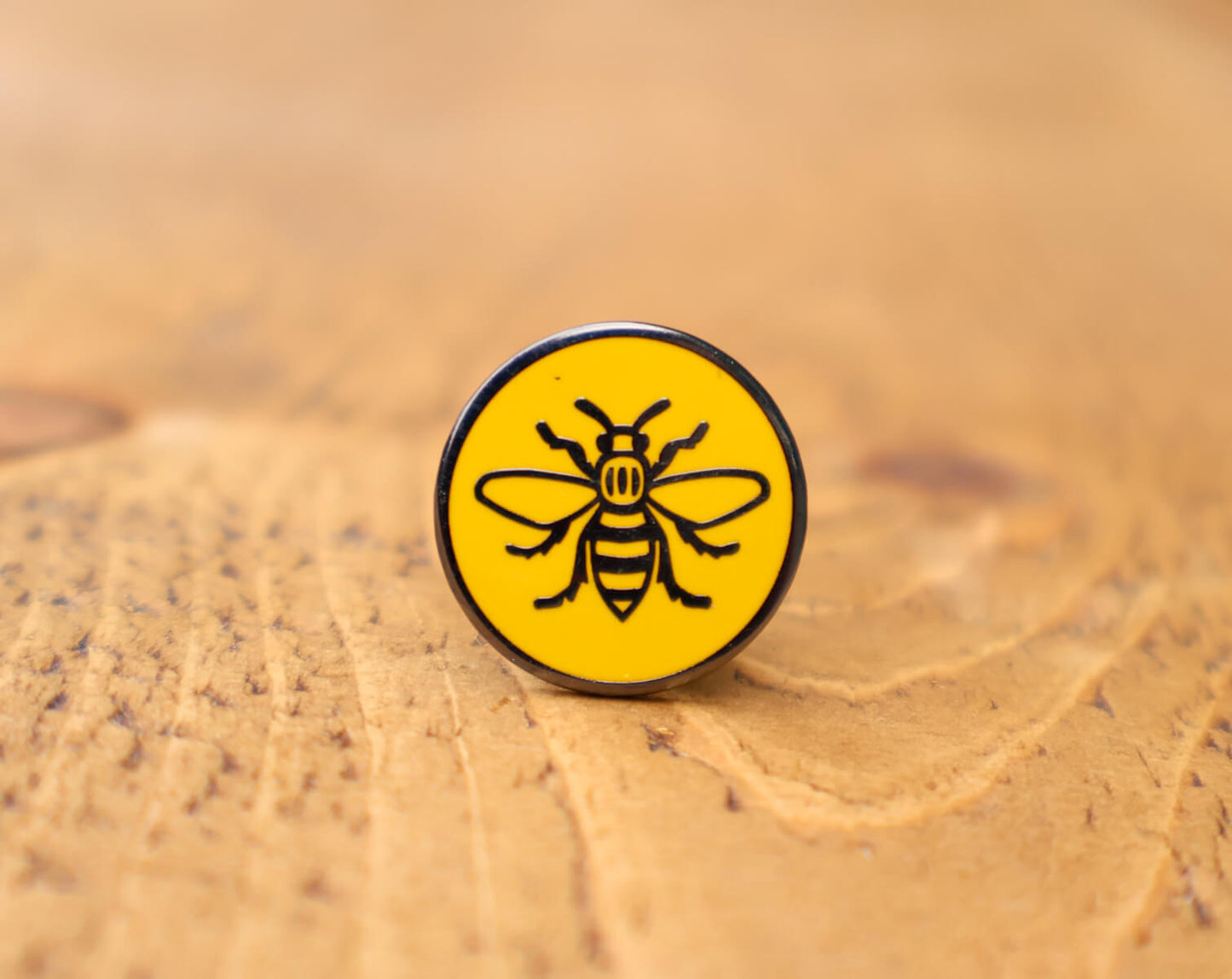 Yellow Circle Manchester Bee Enamel Brooch • The Manchester Shop
