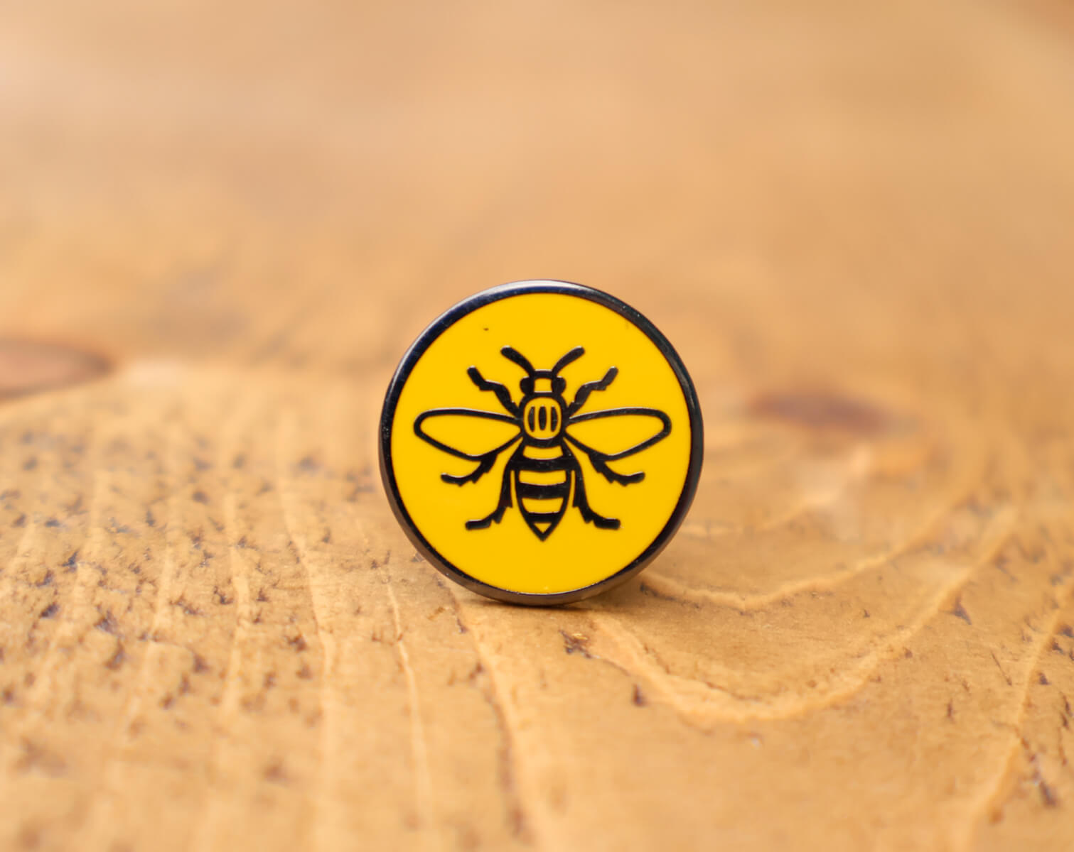 Yellow Circle Manchester Bee Enamel Brooch • The Manchester Shop