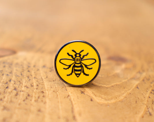 Yellow Circle Manchester Bee Enamel Brooch • The Manchester Shop
