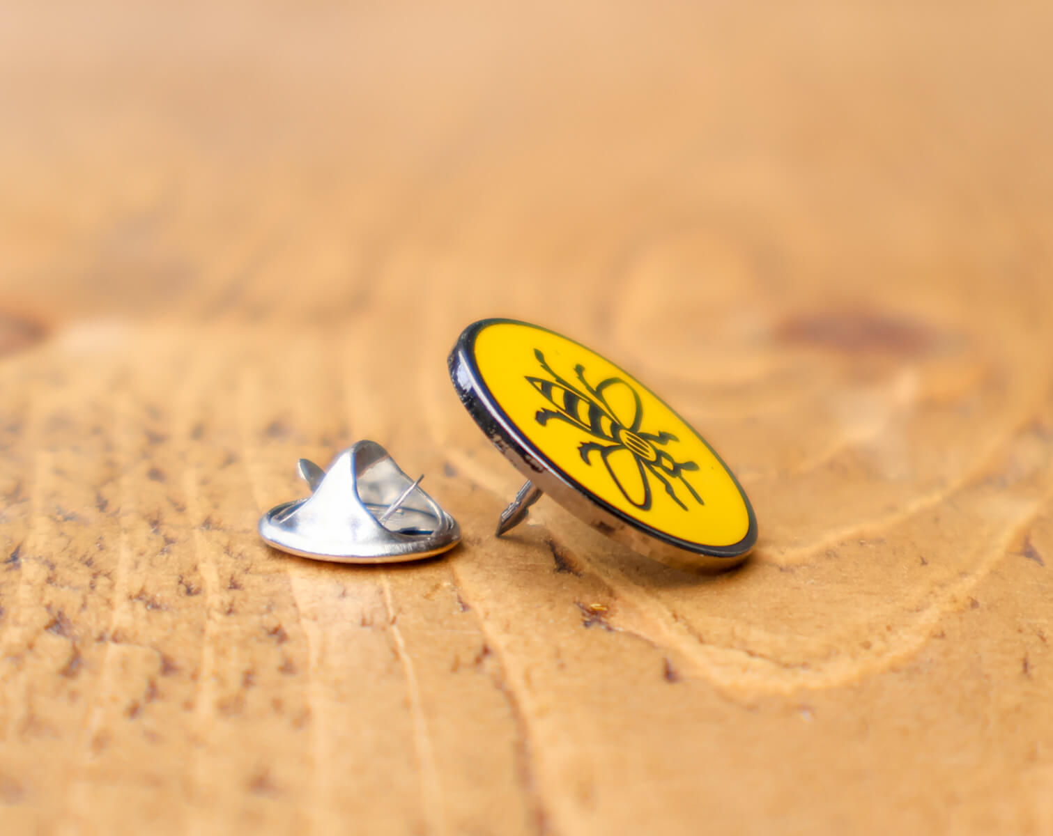Yellow Circle Manchester Bee Enamel Brooch • The Manchester Shop
