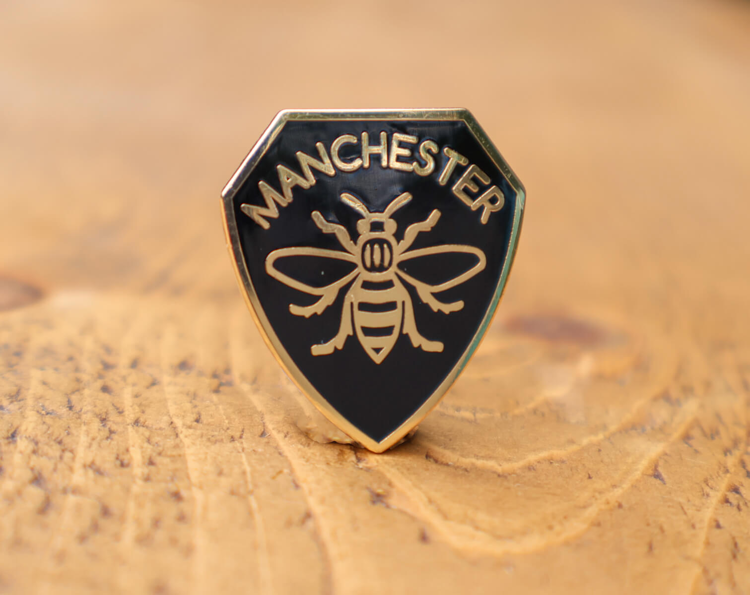 Manchester Bee Shield Enamel Brooch • The Manchester Shop