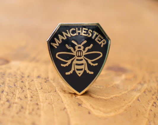 Manchester Bee Shield Enamel Brooch • The Manchester Shop