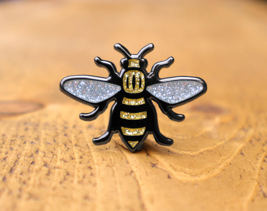 Gold Glitter Manchester Bee Brooch • The Manchester Shop