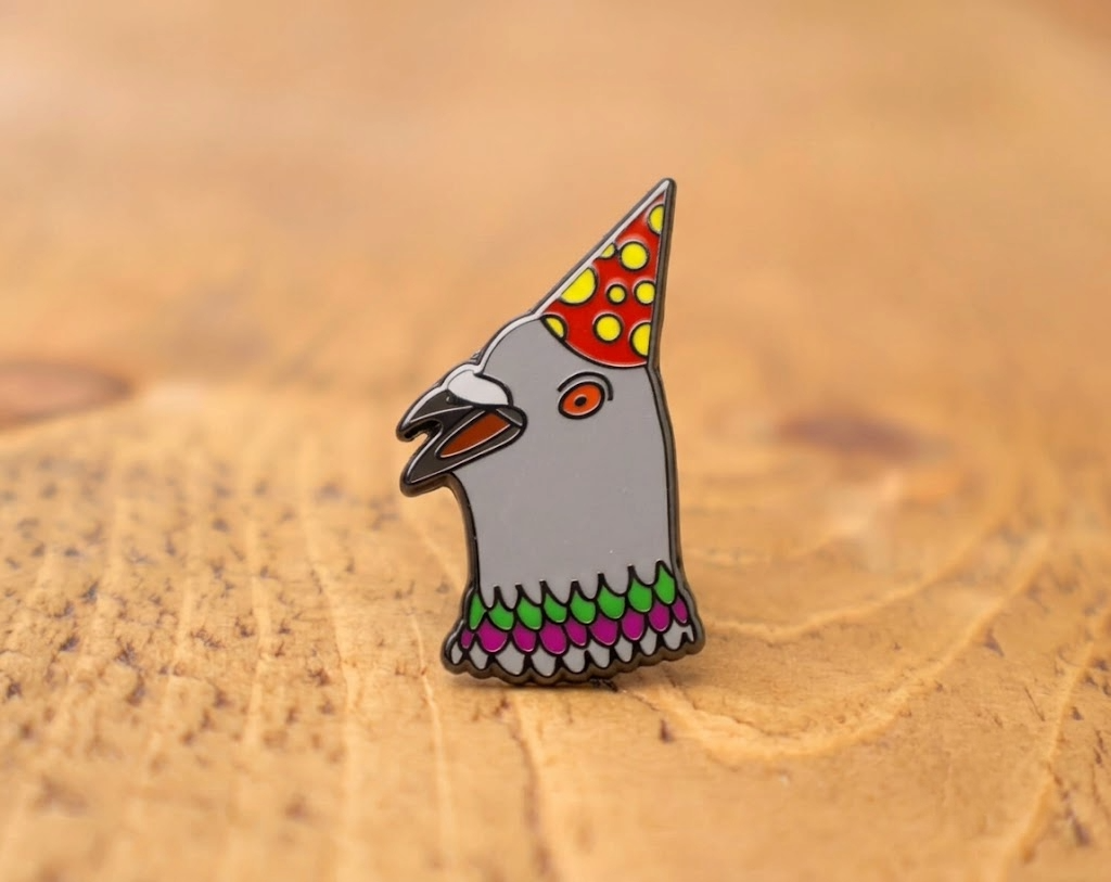 Party Pigeon Enamel Pin • The Manchester Shop