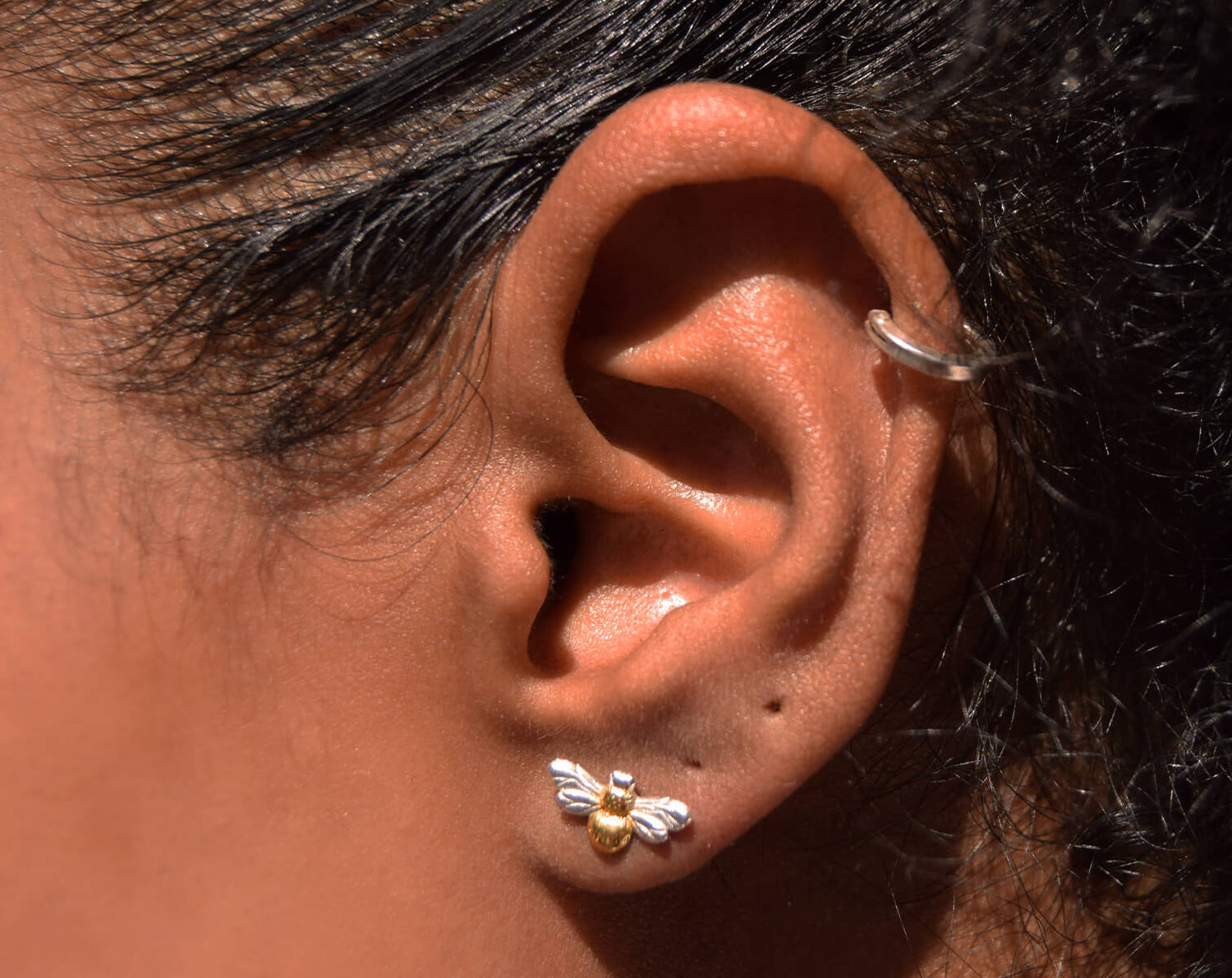 Sterling Silver & Gold Bee Earrings | The Manchester Shop