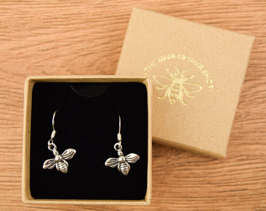 Silver Bee Drop Sterling Silver Earrings | The Manchester Shop