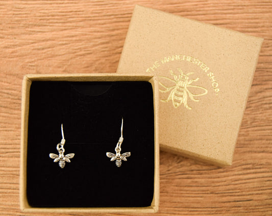 Small Bee Drop Sterling Silver Earrings | The Manchester Shop