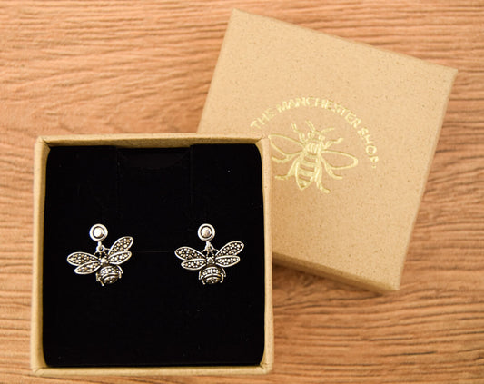 Spotty Dangle Bee Sterling Silver Studs | The Manchester Shop