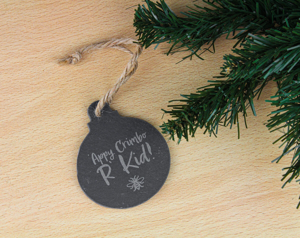 Appy Crimbo Slate Bauble