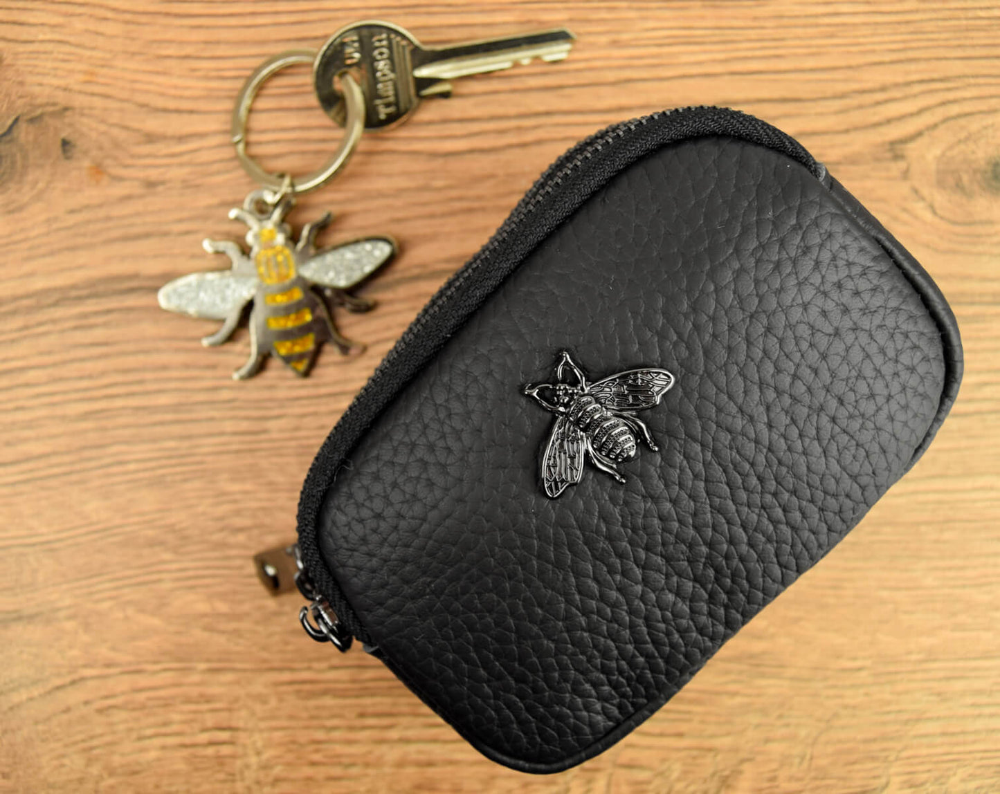 Bee Double Zip Leather Purse • The Manchester Shop