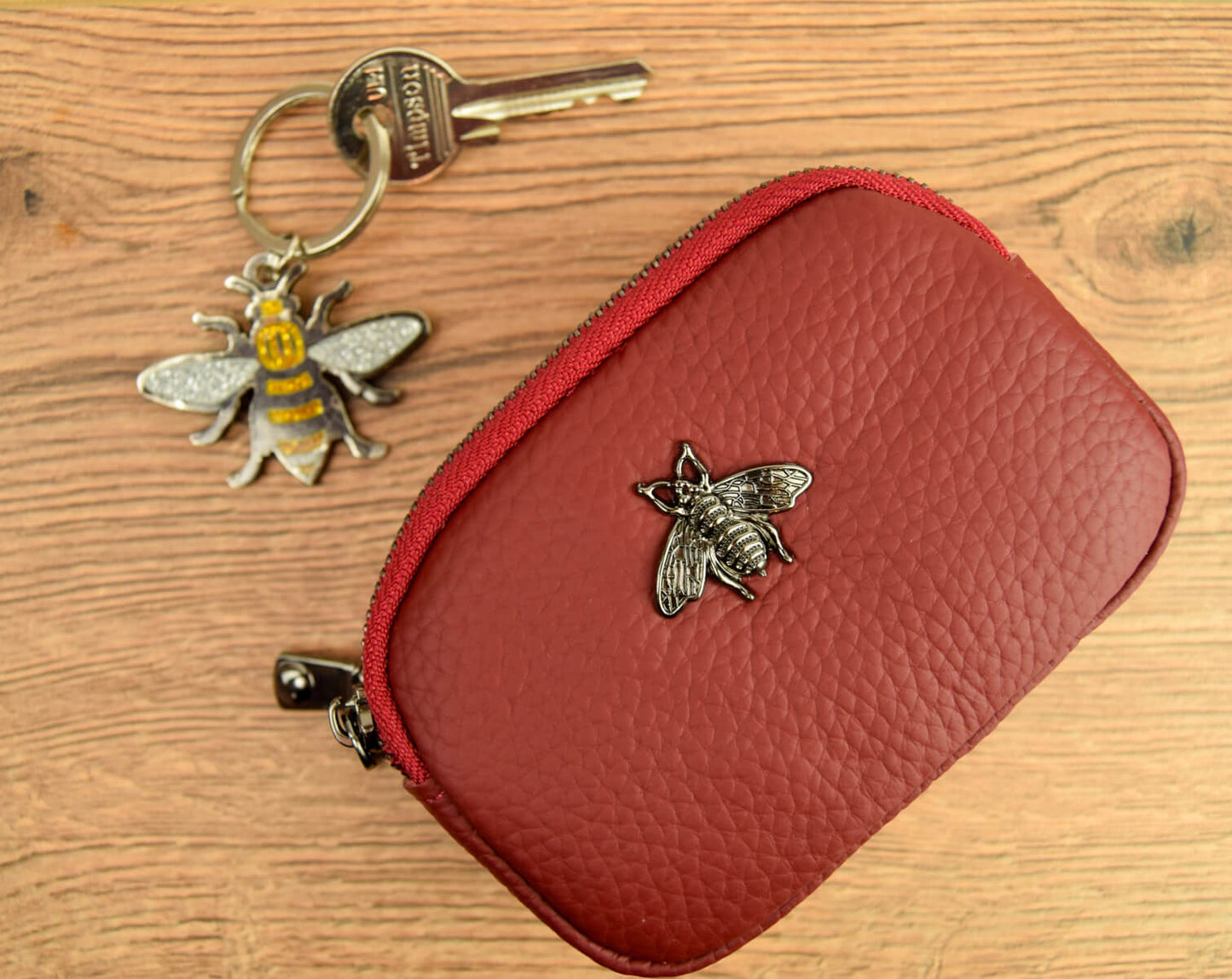 Bee Double Zip Leather Purse • The Manchester Shop