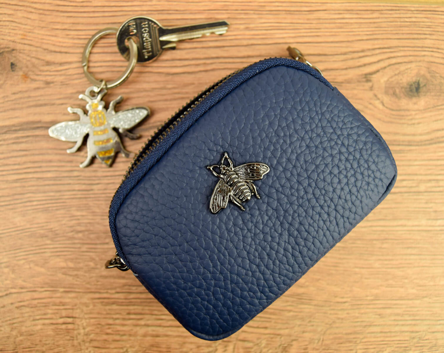 Bee Double Zip Leather Purse • The Manchester Shop