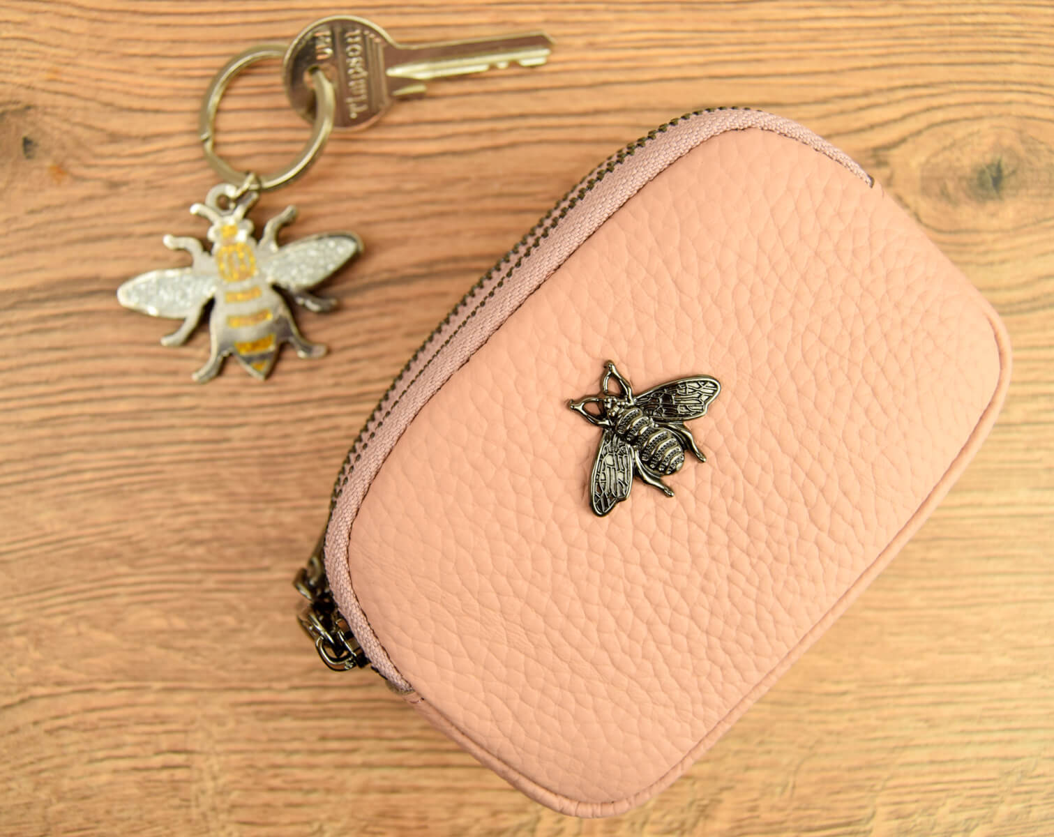 Bee Double Zip Leather Purse • The Manchester Shop