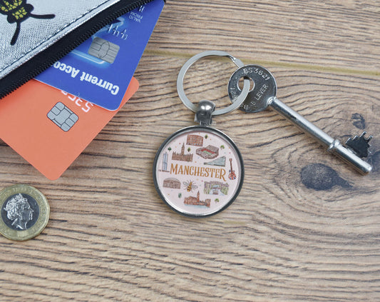 Manchester Watercolour Landmarks Keyring • The Manchester Shop