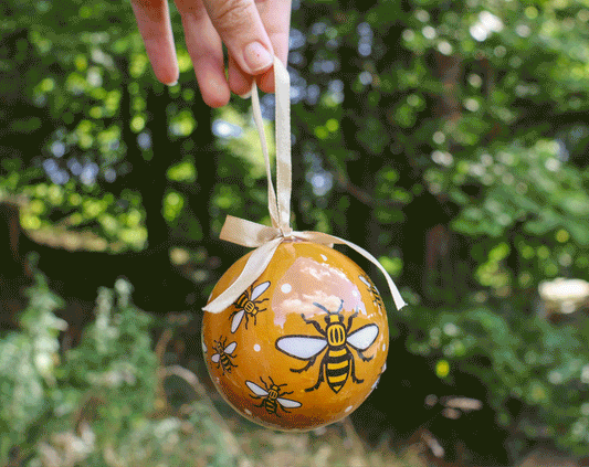 Gold Manchester Bee Paper Bauble • The Manchester Shop