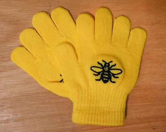 Kids Manchester Bee Embroidered Yellow Gloves