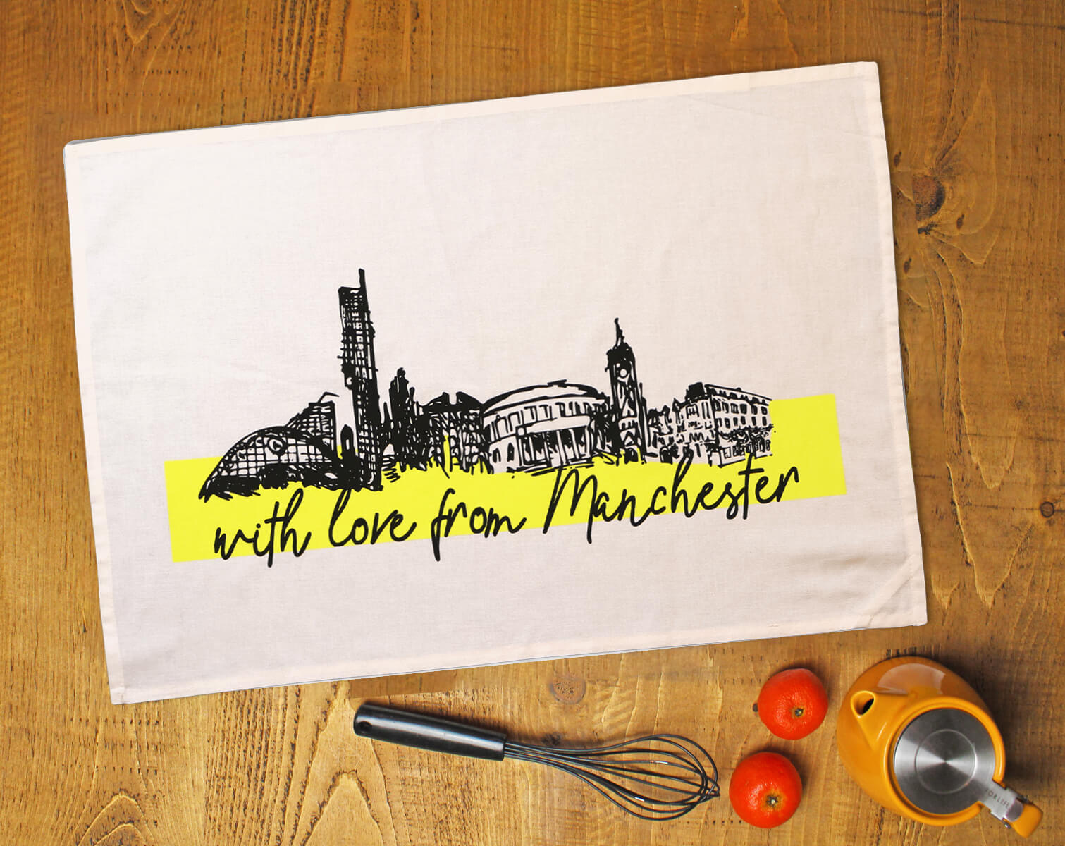 With Love from Manchester Skyline Tea Towel • The Manchester Shop