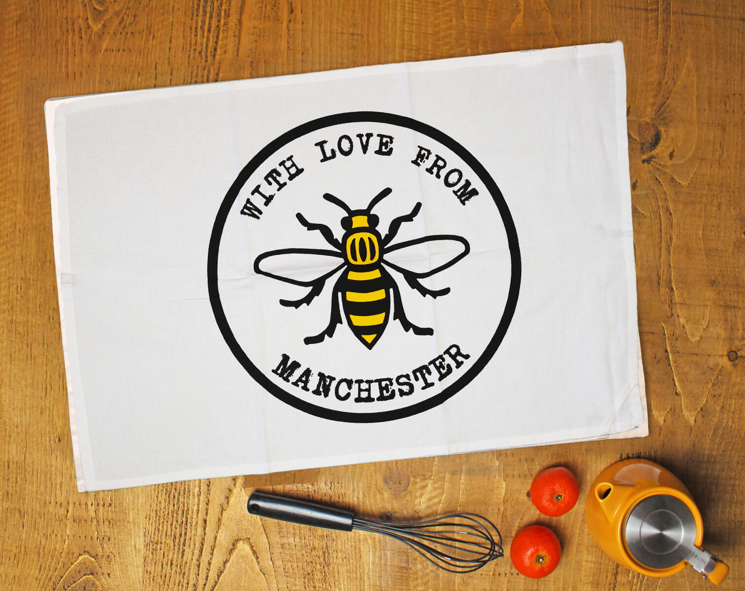 With Love From Manchester Bee Tea Towel • The Manchester Shop