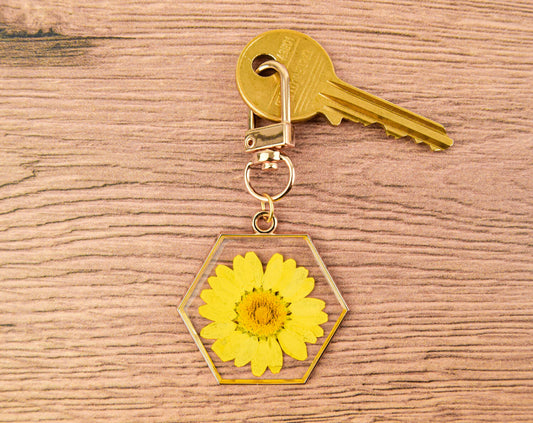 Yellow Daisy Resin Keyring | The Manchester Shop