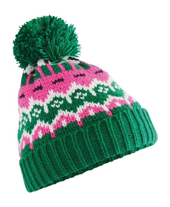 Green Retro Bobble Beanie with Manchester Bee Tag • The Manchester Shop