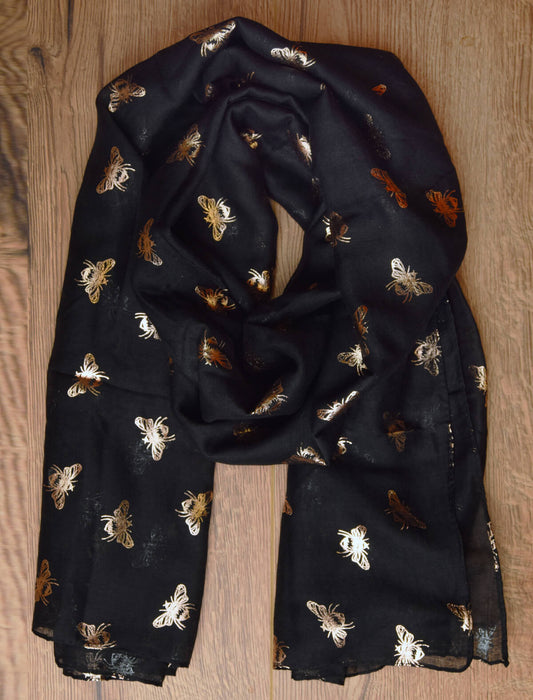 Black Copper Foil Bee Scarf | The Manchester Shop