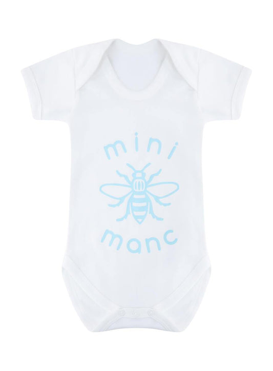 Blue Mini-Manc Baby Grow - The Manchester Shop