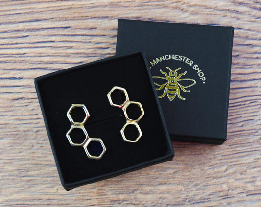 Gold Honeycomb Stud Earrings - The Manchester Shop