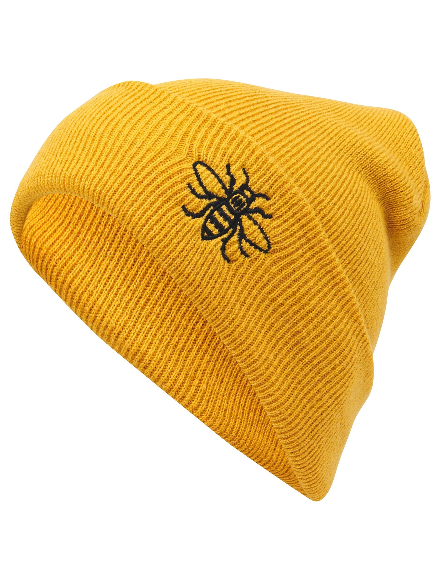 Mustard Embroidered Manchester Bee Beanie - The Manchester Shop