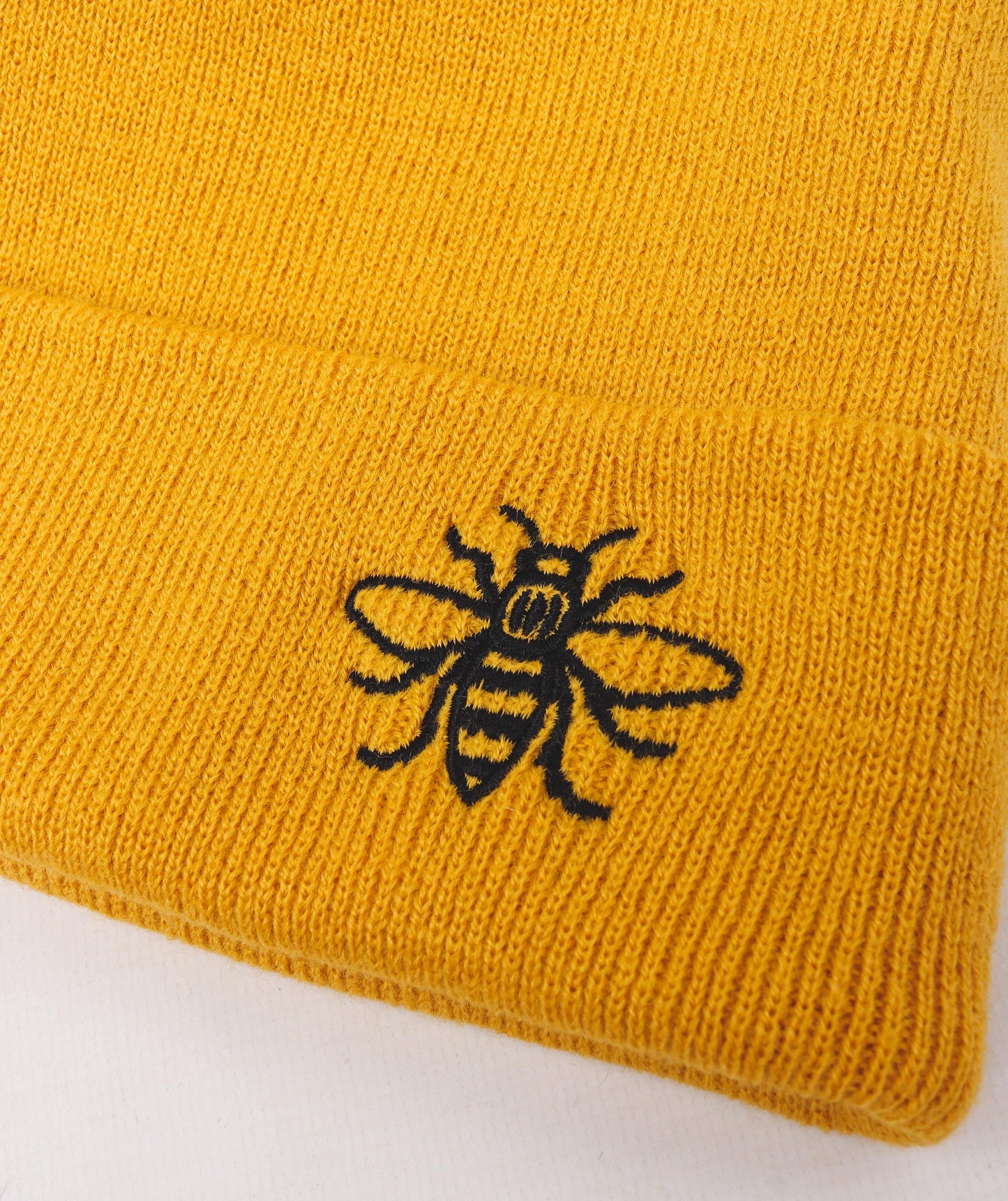 Mustard Embroidered Manchester Bee Beanie - The Manchester Shop