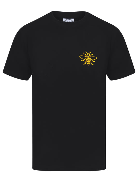 Yellow Pocket Worker Bee Black Tee