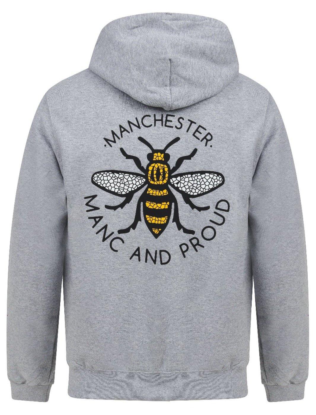 Manc & Proud Mosaic Bee Grey Hoody - The Manchester Shop
