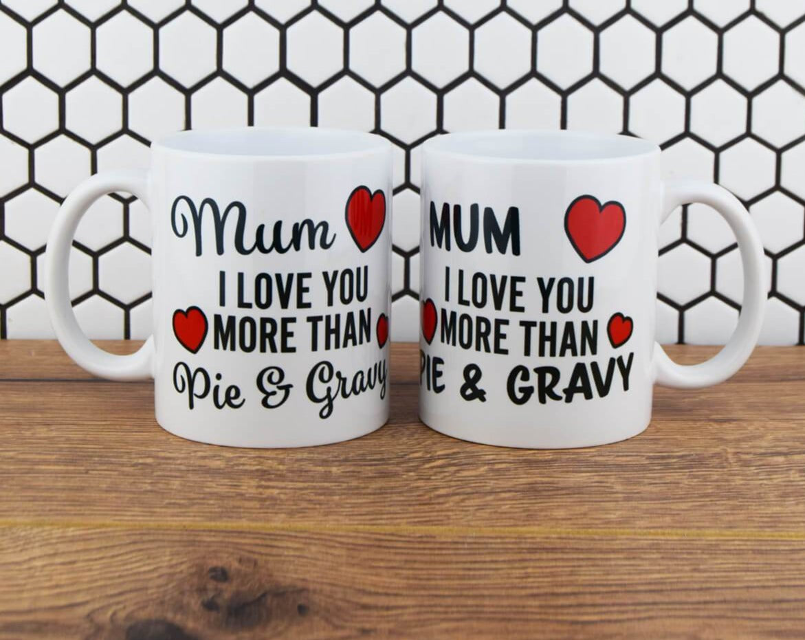 Personalised I Love You More Than Pie & Gravy Mug