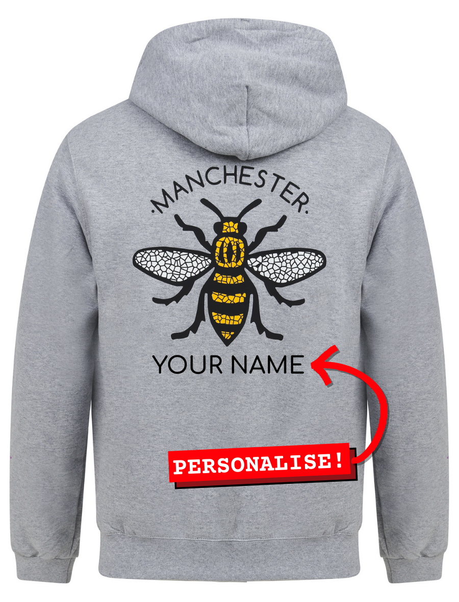 Manc & Proud Mosaic Bee Grey Hoody