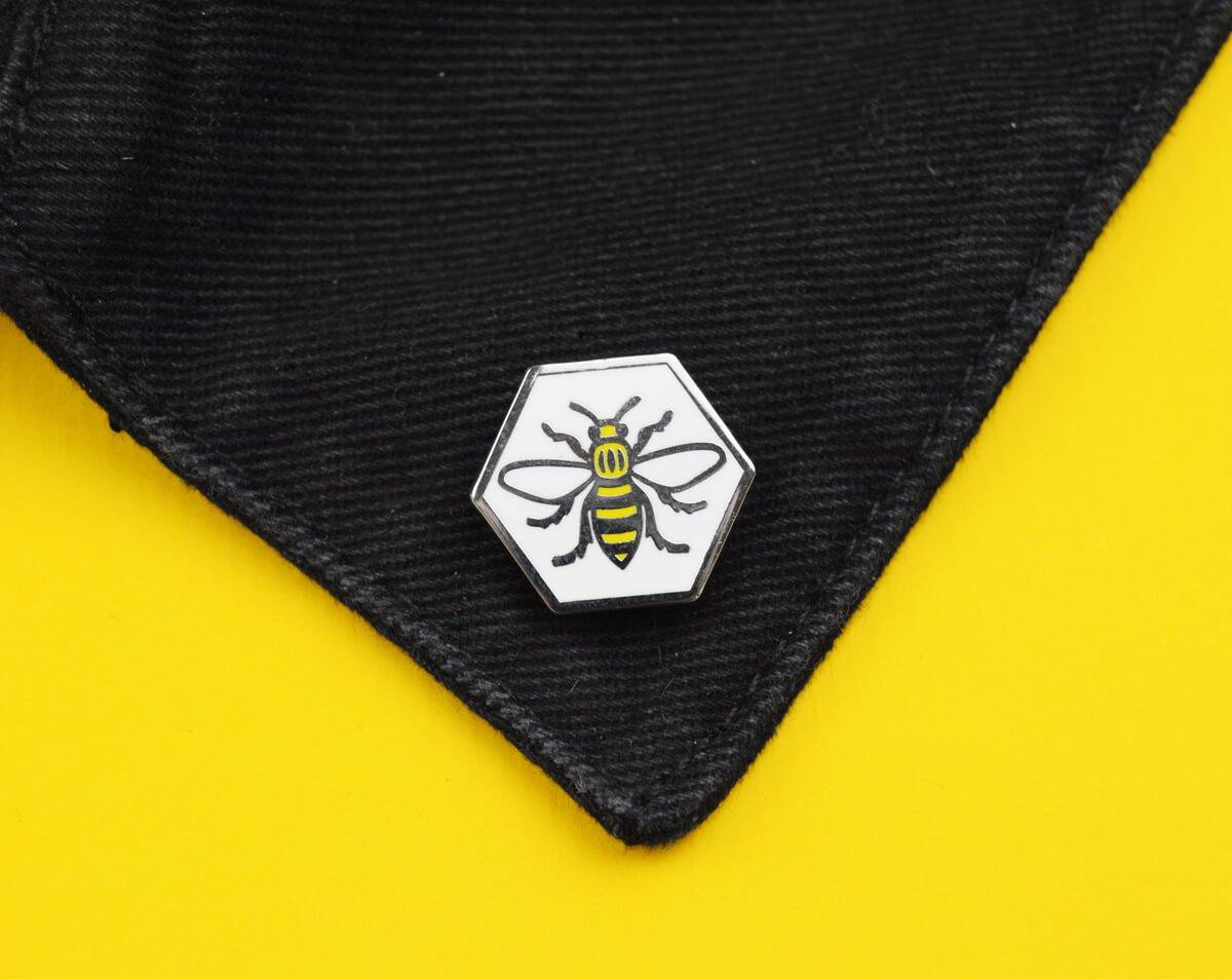 Manchester Bee Hexagon Pin - The Manchester Shop