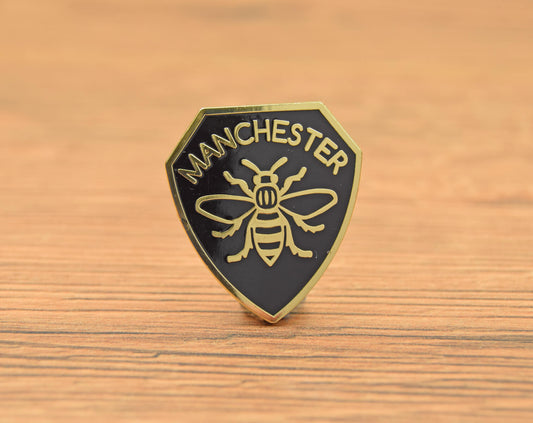Manchester Bee Shield Enamel Pin | The Manchester Shop