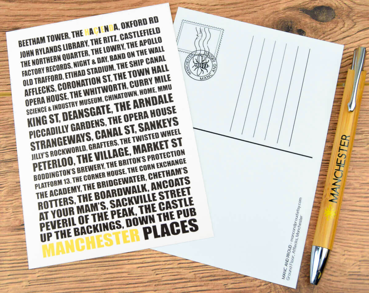 Pack of 4 Manchester Postcards - Choose Your Artwork!