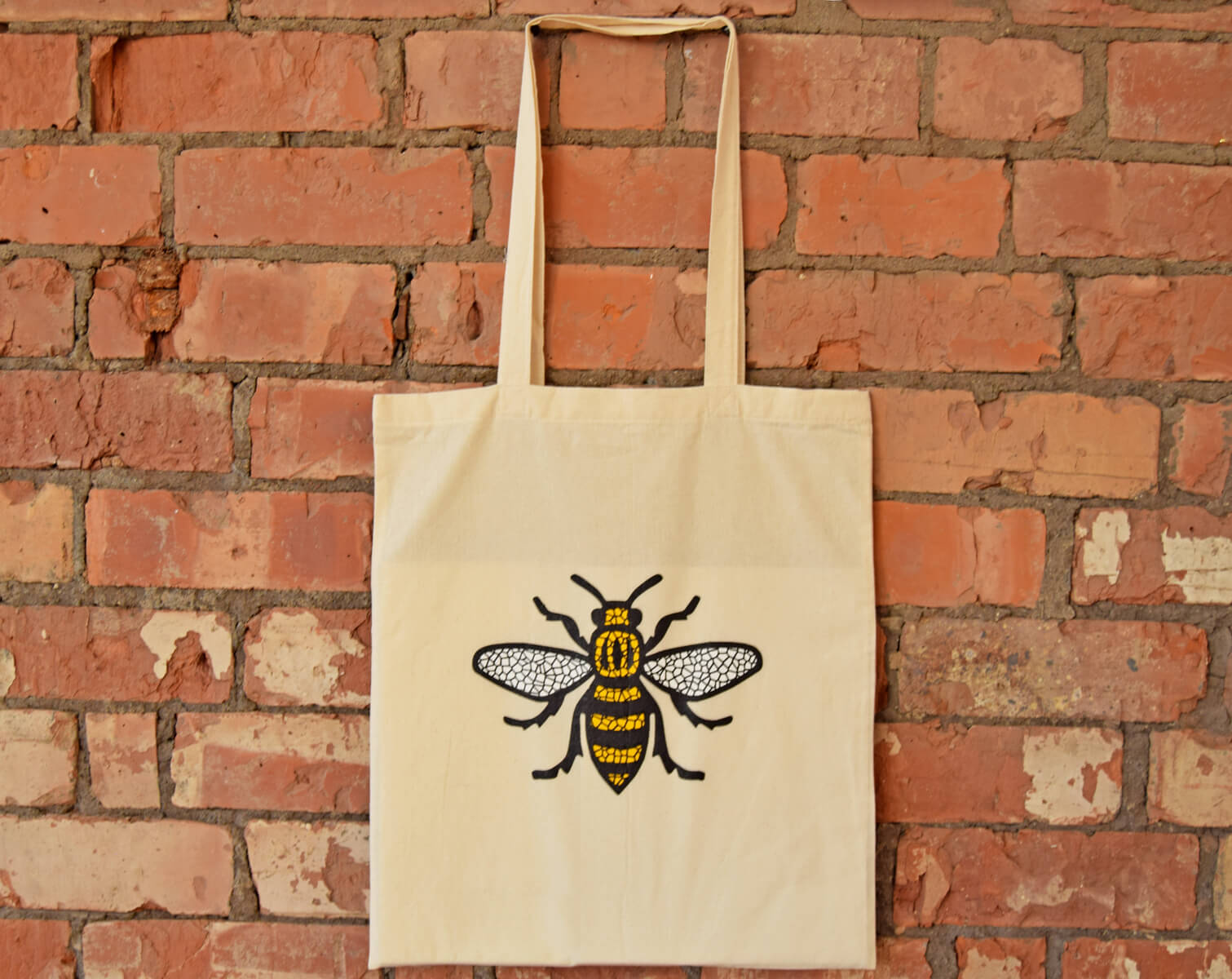 Mosaic Bee Cream Tote Bag | The Manchester Shop